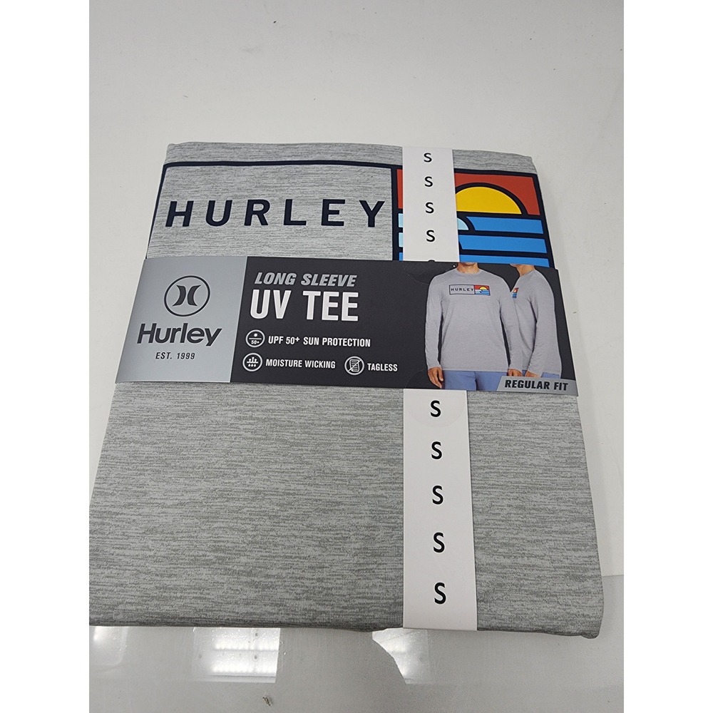 Hurley Mens Long Sleeve UV Tee Grey Polyester Blend Athletic Size Small